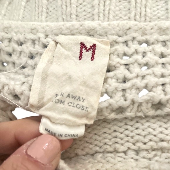 Anthropologie Far Away From Close Cream Cotton‎ Tassel Sweater M - Picture 2 of 6